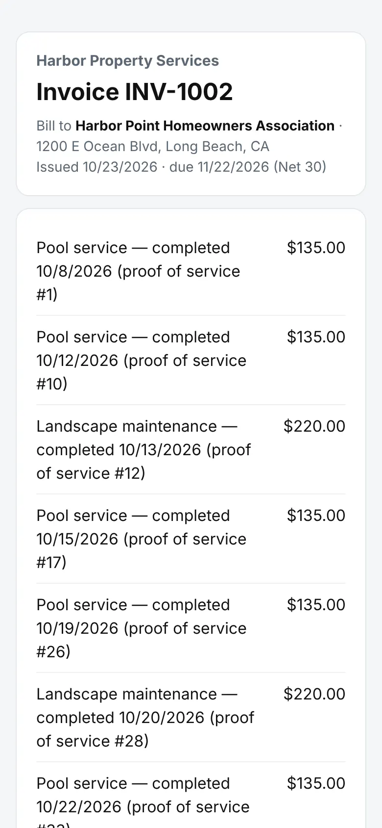 An emailed invoice with a Pay by card button